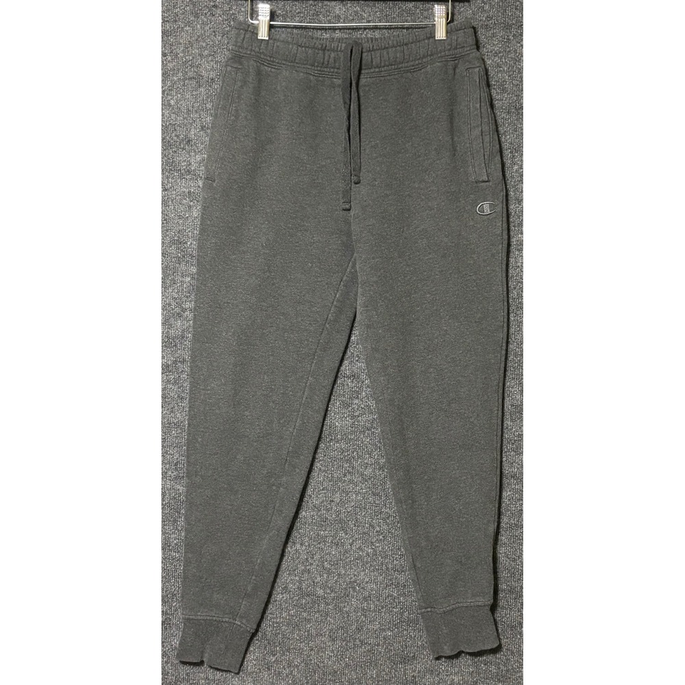 Champion Mens Small Jogger Sweatpants‎ Dark Gray Drawstring Embroidered C Logo